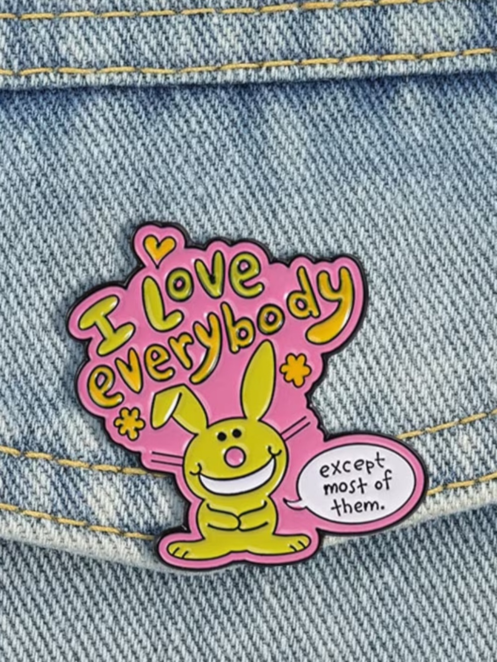 Pink & Yellow Cute Bunny Phone Grip Accessory - I Love Everybody Design